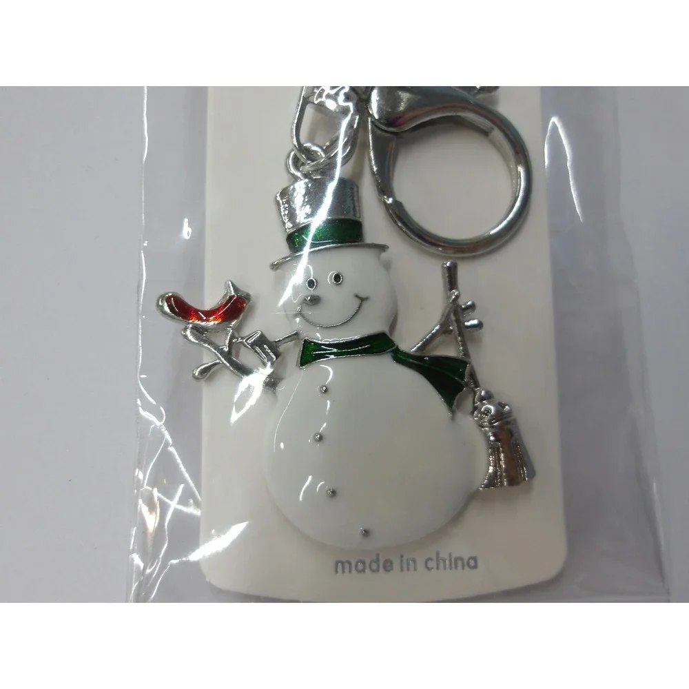 Mint Snowman‎ Keychain Holiday Christmas Enamel Bag Charm / 26693
